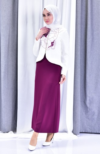 Jacket Skirt Double Suit1046-08 Light Beige Plum 1046-08