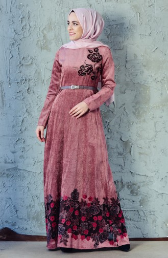 Belt Velvet Dress 3030-01 Rose Dried 3030-01