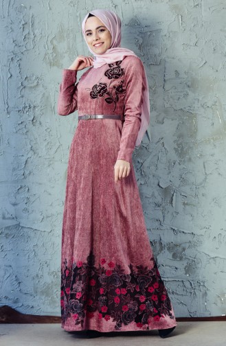 Belt Velvet Dress 3030-01 Rose Dried 3030-01