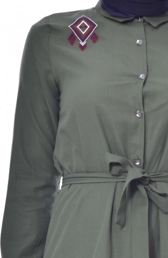 ELIFSU Embroidered Belted Tunic 1256-02 Khaki 1256-02