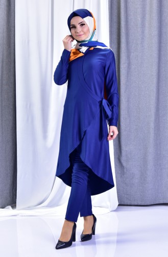 Asymmetric Tunic Double Team 6139-04 İndigo 6139-04