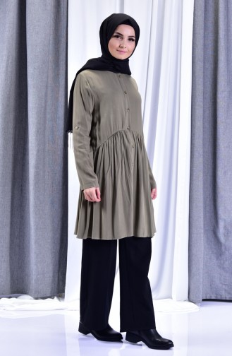 Pleated Shirt 3965-01 Khaki 3965-01