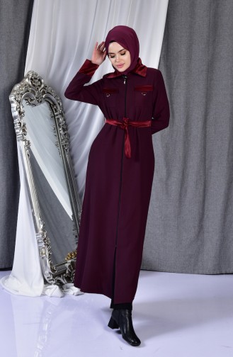 Abaya a Ceinture 0097-01 Bordeaux 0097-01