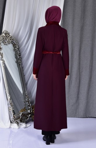 Abaya a Ceinture 0097-01 Bordeaux 0097-01