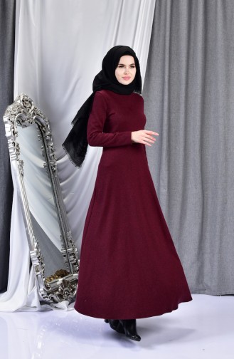 Claret Red Hijab Dress 7128-01
