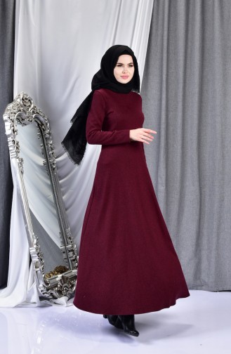 Weinrot Hijab Kleider 7128-01
