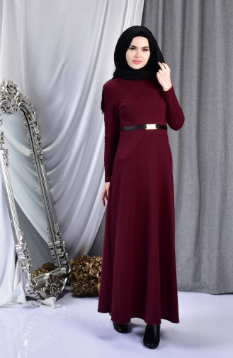 Claret Red Hijab Dress 7128-01