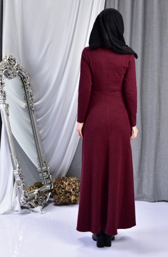 Weinrot Hijab Kleider 7128-01