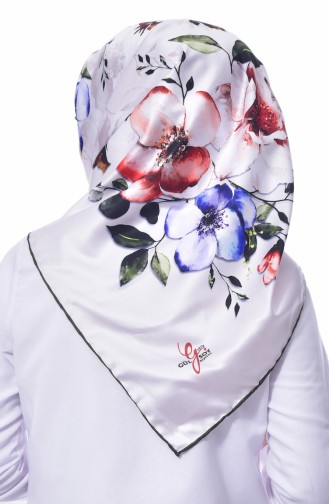 Flower Patterned Scarf 70081-02 Off white 02