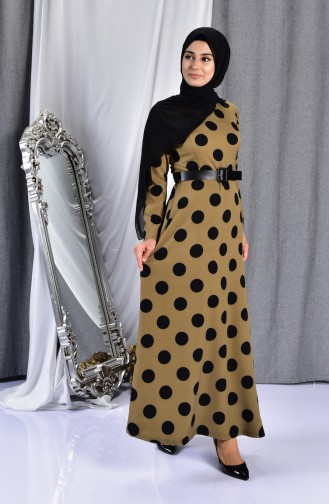 Khaki Hijab Dress 7071-01