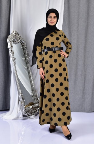 Khaki Hijab Dress 7071-01