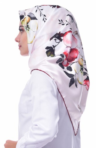 Flower Patterned Scarf 70081-07 Off White 07