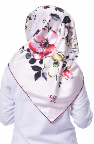 Flower Patterned Scarf 70081-07 Off White 07