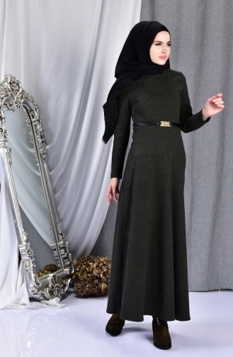 Dunkel Khaki Hijab Kleider 7128-04