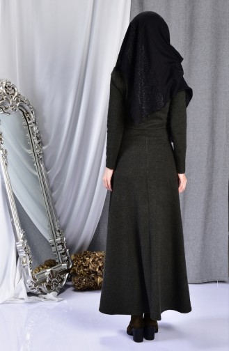 Dark Khaki Hijab Dress 7128-04