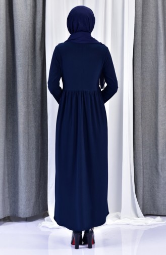 Fırfırlı Elbise 1405-02 Lacivert