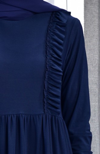 Fırfırlı Elbise 1405-02 Lacivert