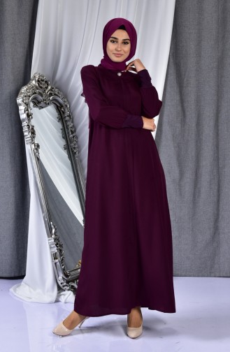 Abaya Fermeture Cachée 4015-04 Pourpre 4015-04