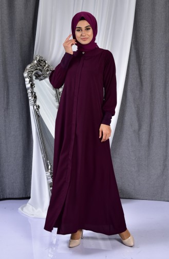 Hidden Zippered Abaya 4015-04 Purple 4015-04