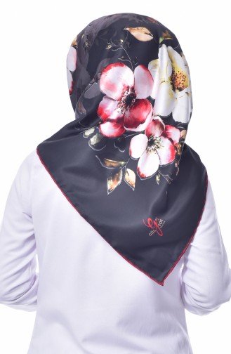 Flower Patterned Scarf 70081-01 Black 01