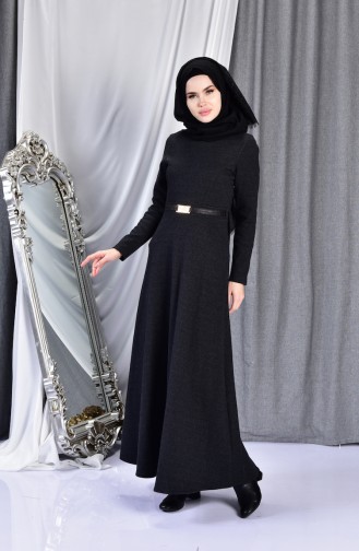 Schwarz Hijab Kleider 7128-02