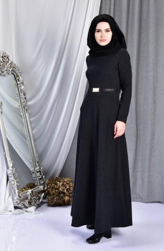 Schwarz Hijab Kleider 7128-02