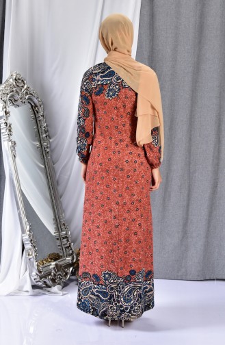 دلبر فستان بتصميم مُطبع 7060-03 لون عسلي 7060-03
