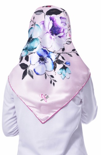 Flower Patterned Scarf 70081-05 Powder Pink 05