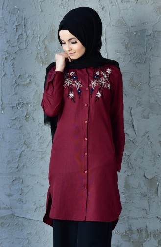 Embroidered Tunic 1250-06 Claret Red 1250-06