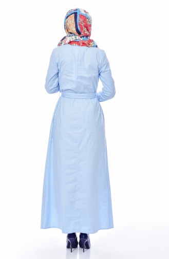 بيلي فستان بتصميم حزام للخصر 9054-03 لون ازرق فاتح 9054-03