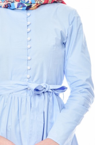 بيلي فستان بتصميم حزام للخصر 9054-03 لون ازرق فاتح 9054-03
