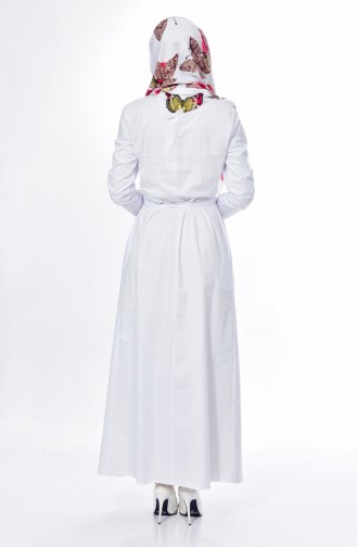 Weiß Hijab Kleider 9054-04