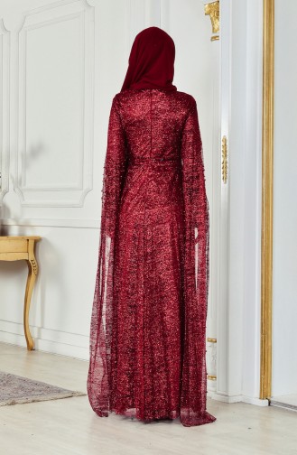 Robe de Soirée Perlées a Paillettes 3247-02 Bordeaux 3247-02