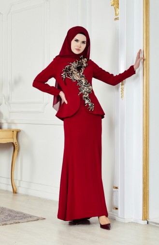 Robe de Soirée a Paillettes 701028-01 Bordeaux 701028-01