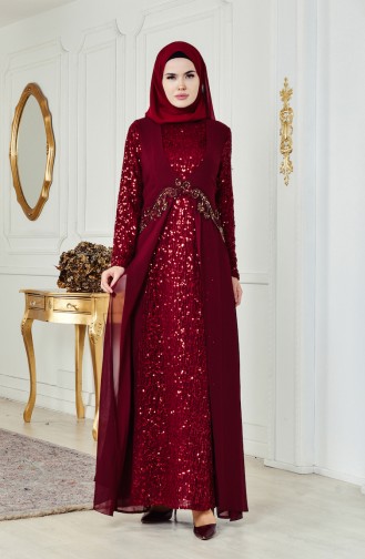 Claret Red Hijab Dress 52714-01