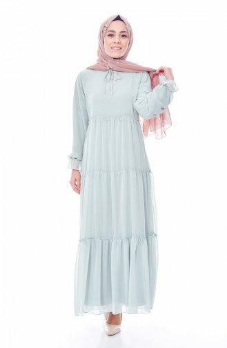 Grasgrün Hijab Kleider 0005-06