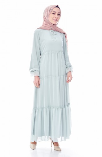 Grasgrün Hijab Kleider 0005-06