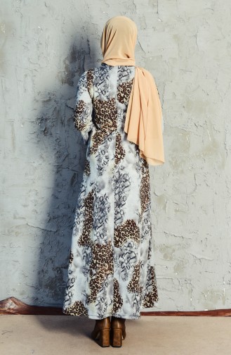 Dilber Leopard Patterned Dress 7068-02 Gray 7068-02