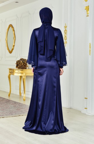 Robe de Soirée a Paillettes 1444-01 Bleu Marine 1444-01