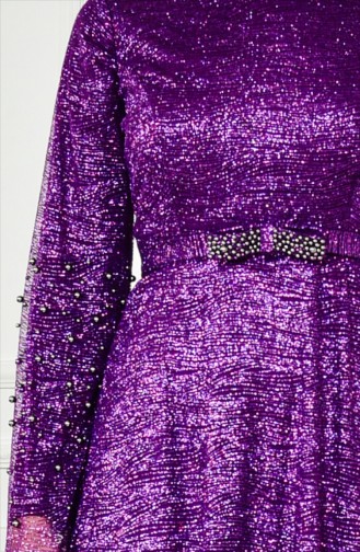 Silvery Pearls Evening Dress 3247-04 Purple 3247-04