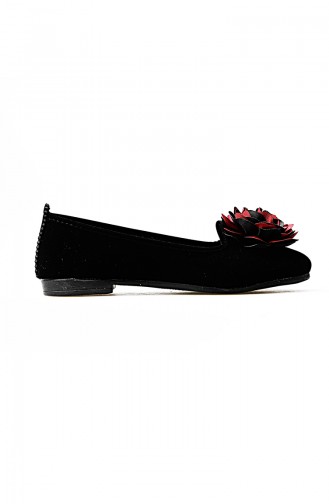 Women´s Flat Shoes Ballerina 0107-02 Black Claret Red Suede 0107-02