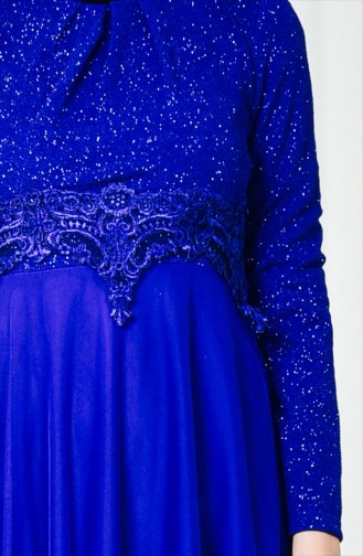 Robe de Soirée a Dentelle 2538-03 Bleu Roi 2538-03