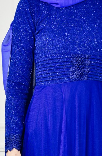 Robe de Soirée a Paillettes 2593-04 Bleu Roi 2593-04