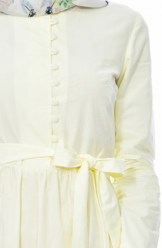 بيلي فستان بتصميم حزام للخصر 9054-01 لون اصفر 9054-01