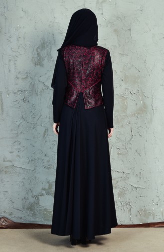 Fermuar Detaylı Dantelli Elbise 1623875-106 Siyah Mürdüm