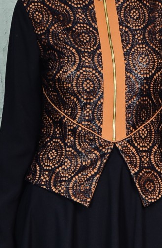 Fermuar Detaylı Dantelli Elbise 1623875-306 Siyah Taba