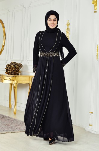 Robe de Soirée Mousseline 52712-04 Noir 52712-04