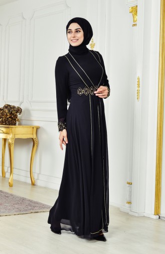 Robe de Soirée Mousseline 52712-04 Noir 52712-04