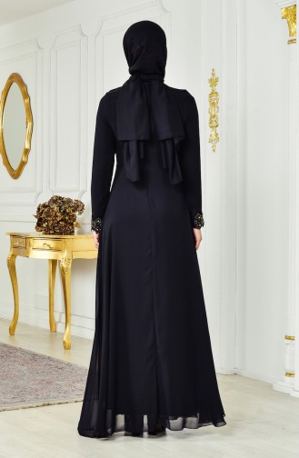 Robe de Soirée Mousseline 52712-04 Noir 52712-04