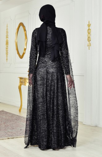 Black Hijab Evening Dress 3247-03